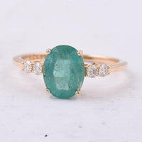 2.12 Ct Oval Natural Emerald 14K Gold Ring
