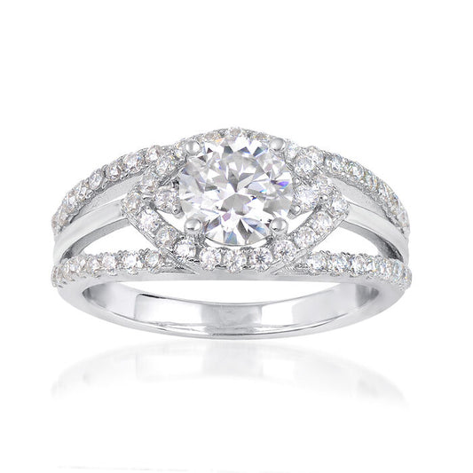 1.55 ct. t.w. Moissanite Evil Eye Ring in Sterling Silver. Size 7