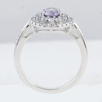 2.82 Ct Oval Amethyst, Cubic Zirconia 925 Sterling Silver Ring