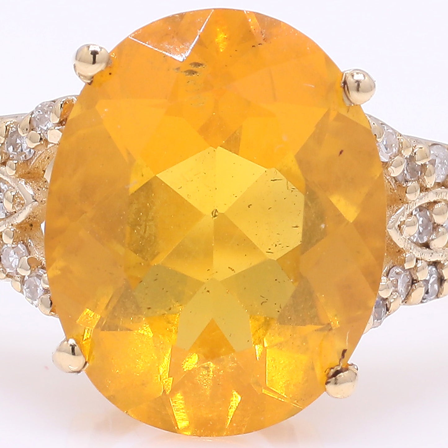 1.83 Ct Oval Mixed Cut Natural Fire Opal 14K Gold Ring