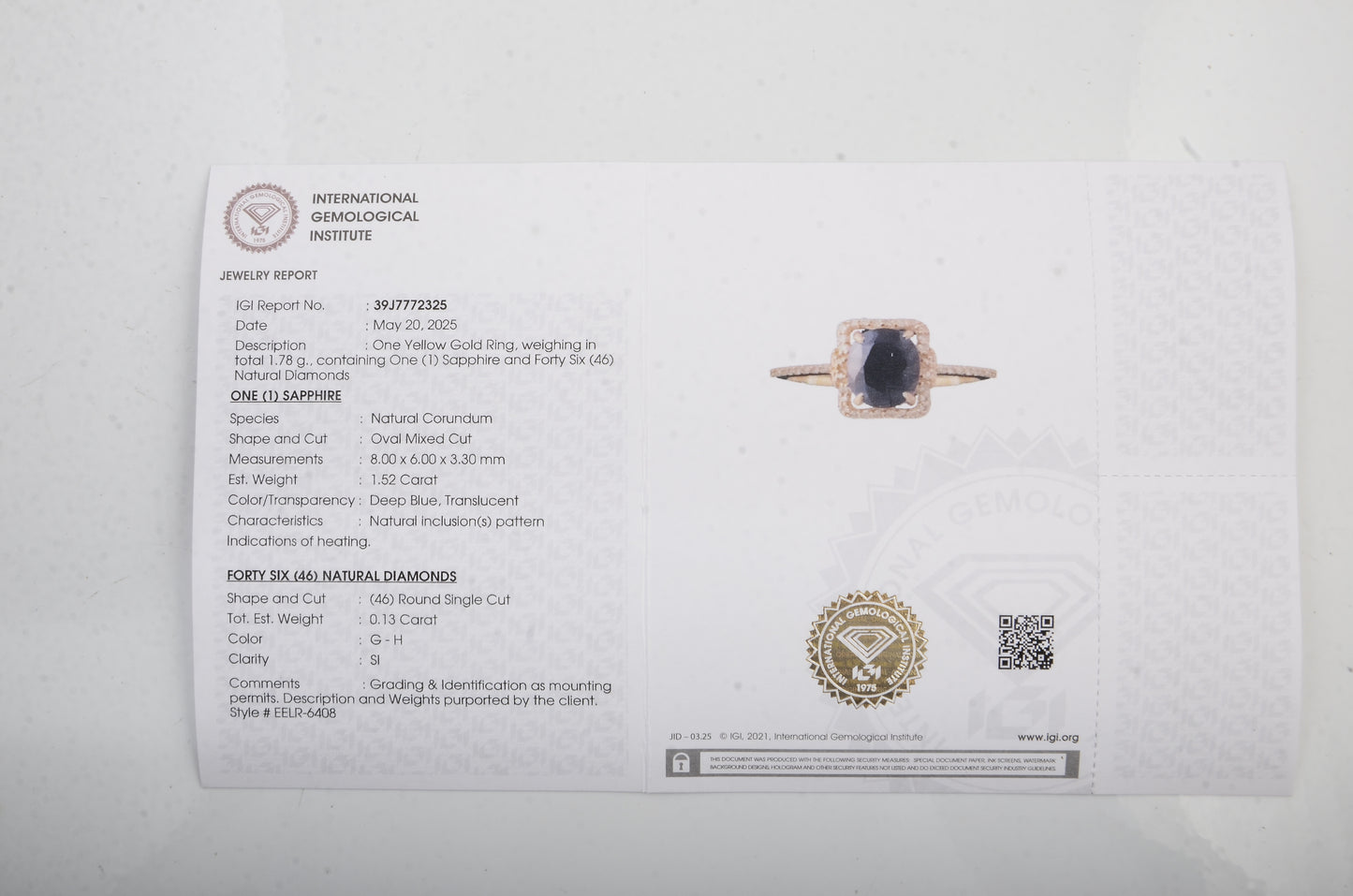 1.65 Ct Oval Mixed Cut Natural Corundum Sapphire 14K Gold Ring