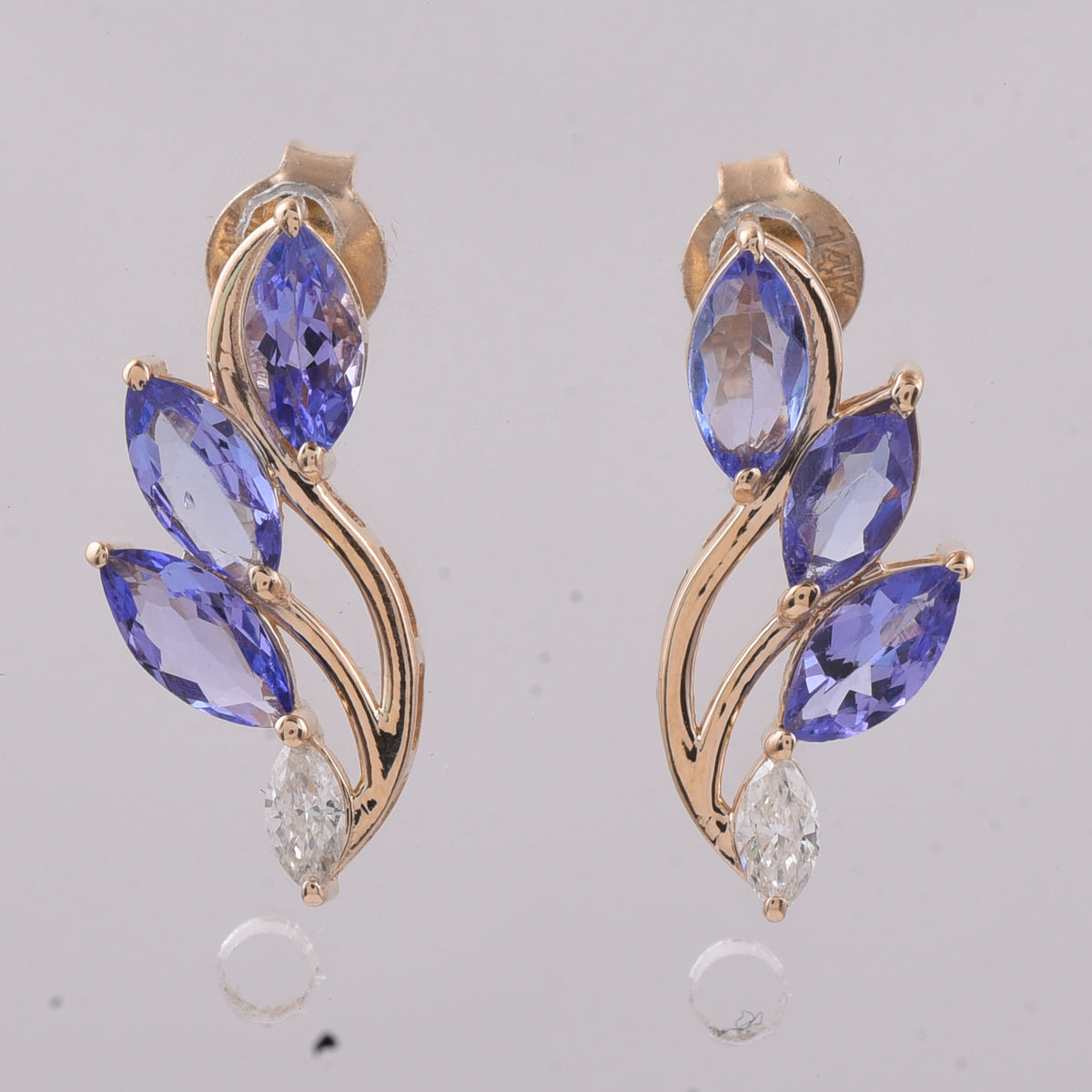 1.20 Ct Marquise Natural Tanzanite 14K Gold Earrings
