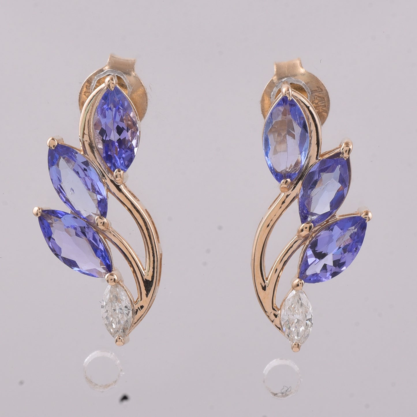 1.20 Ct Marquise Natural Tanzanite 14K Gold Earrings