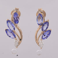1.20 Ct Marquise Natural Tanzanite 14K Gold Earrings