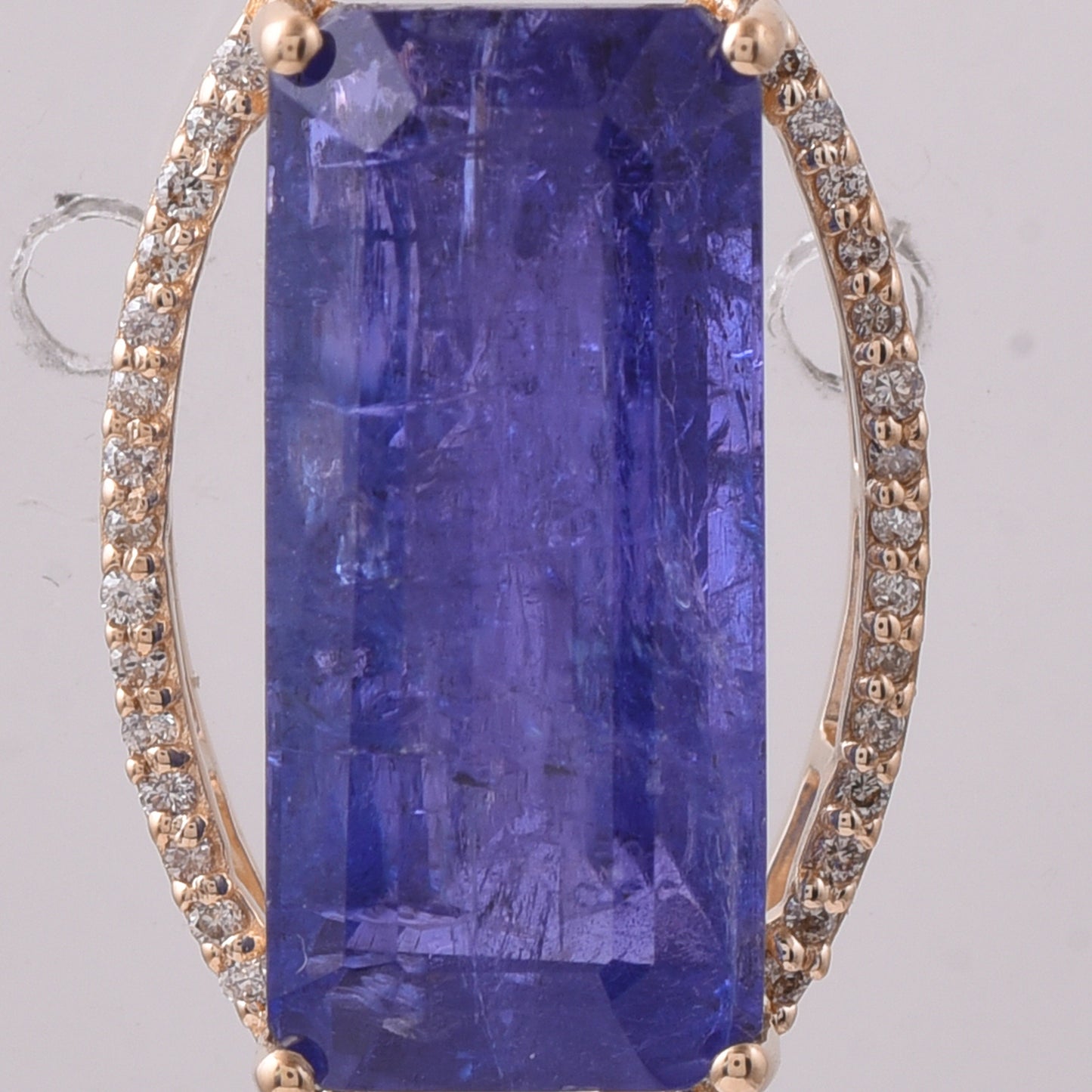 8.43 Ct Octagon Step Cut Natural Tanzanite 14K Gold Pendant