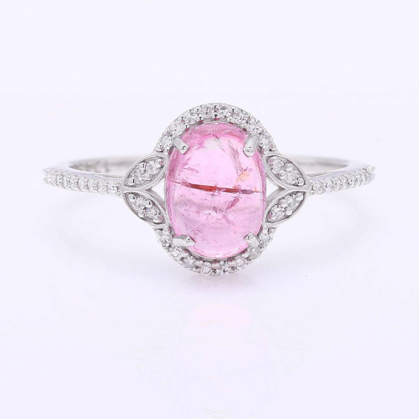 1.83 Ct Oval Cabochon Cut Natural Tourmaline 950 Platinum Ring