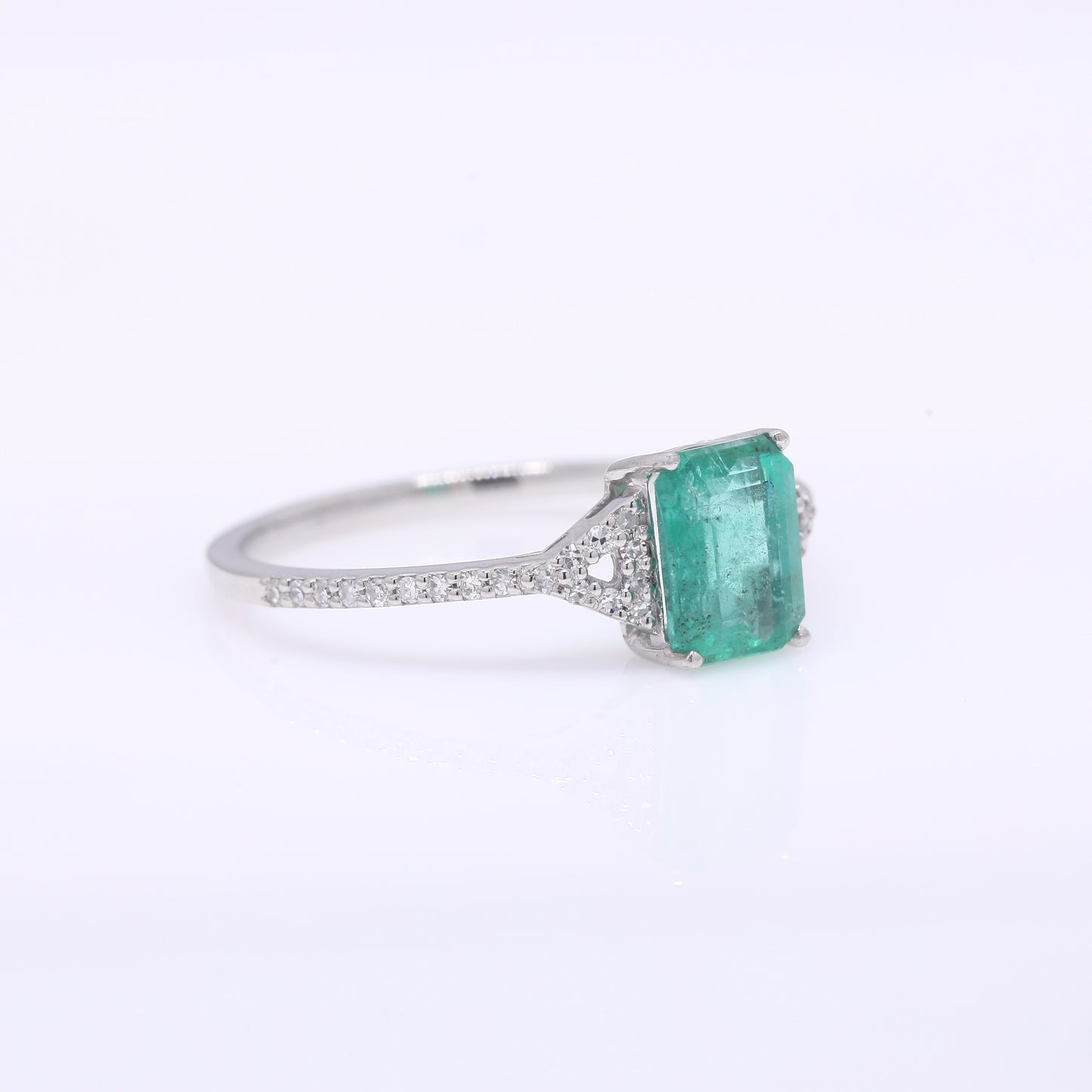 1.21 Ct Octagon Step Cut Natural Emerald 950 Platinum Ring
