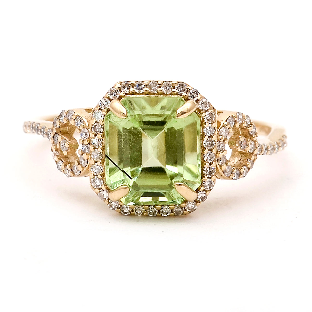 2.54 Ct Octagon Natural Eridot 14K Gold Ring
