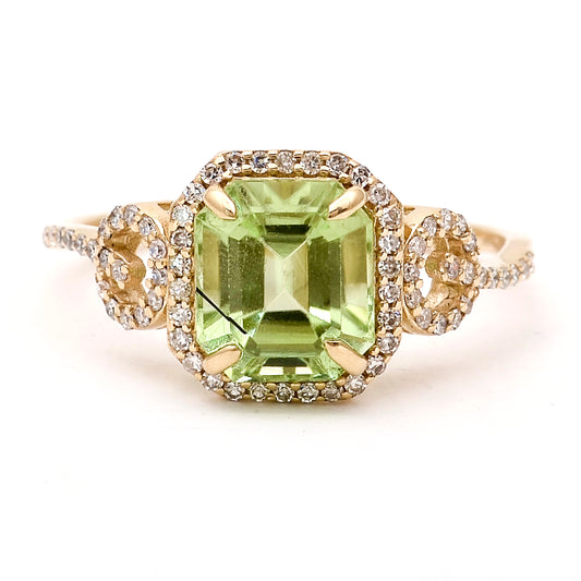 2.54 Ct Octagon Natural Eridot 14K Gold Ring