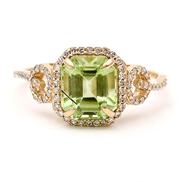 2.54 Ct Octagon Natural Eridot 14K Gold Ring
