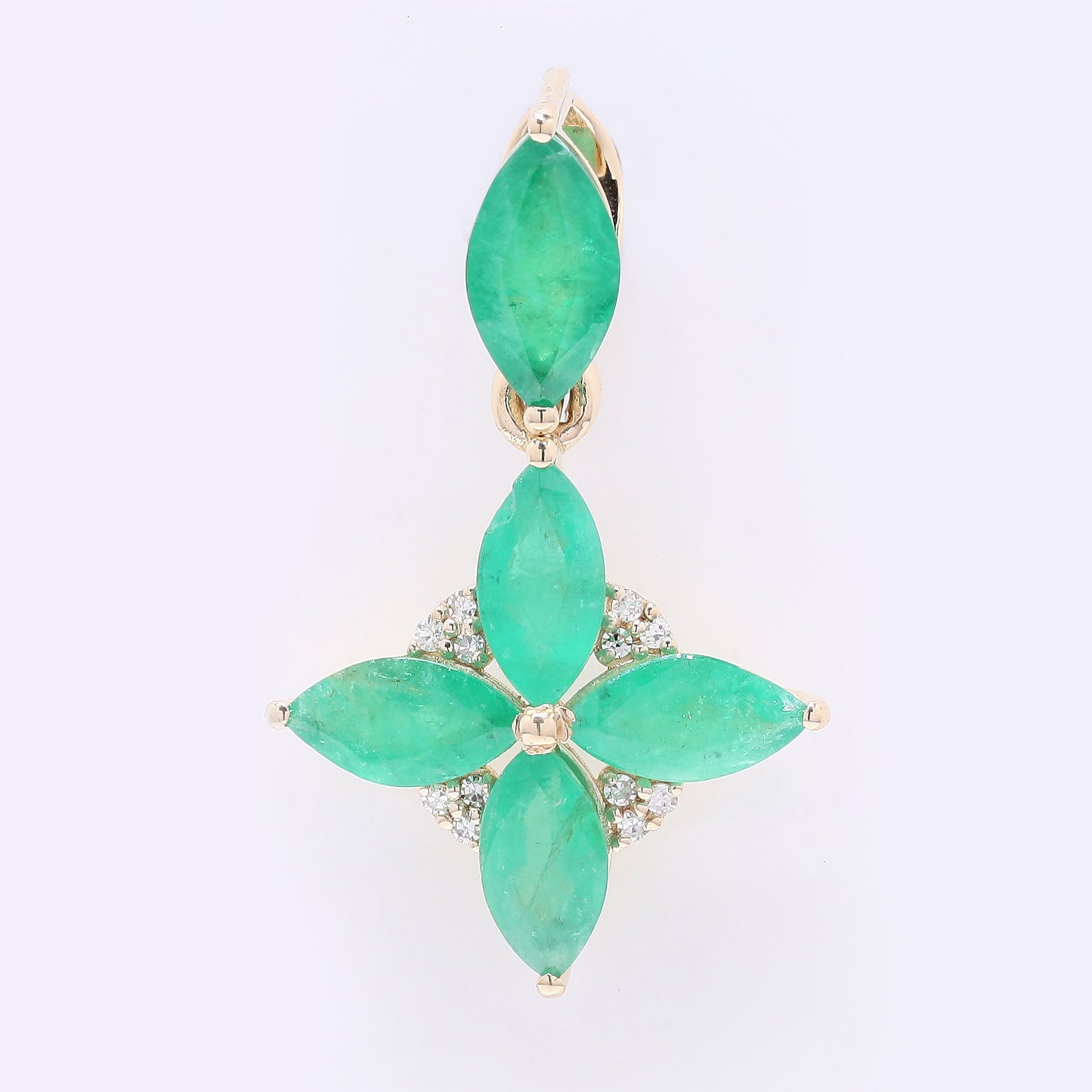 2.08 Ct Marquise Mixed Cut Natural Emerald 14K Gold Pendant