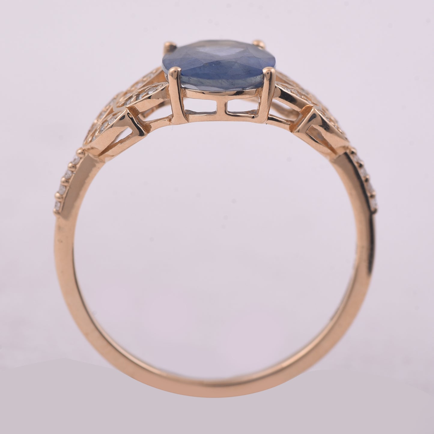 1.89 Ct Oval Mixed Cut Natural Sapphire 14K Gold Ring