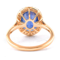 5.48 Ct Oval Blue Sapphire 18K Gold Ring
