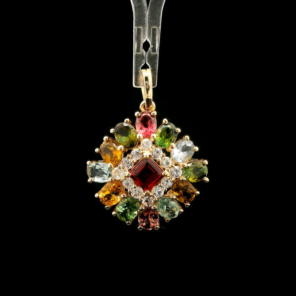 2.65 Ct Square Tourmaline 14K Gold Pendant