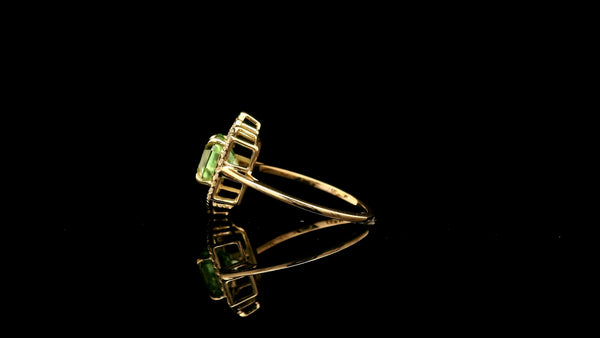 2.03 Ct Octagon Natural Eridot 14K Gold Ring