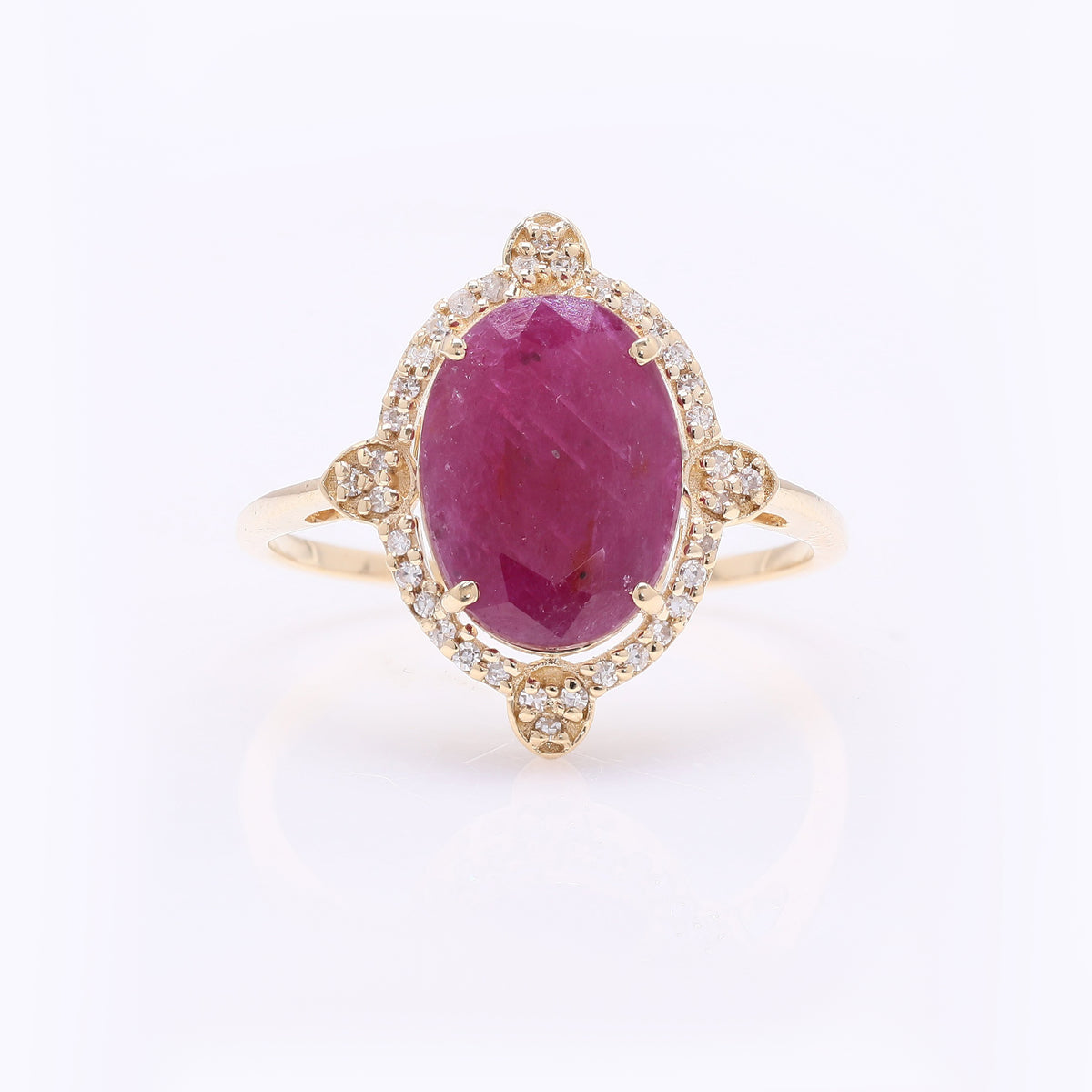 2.97 Ct Oval Mixed Cut Natural Ruby 14K Gold Ring