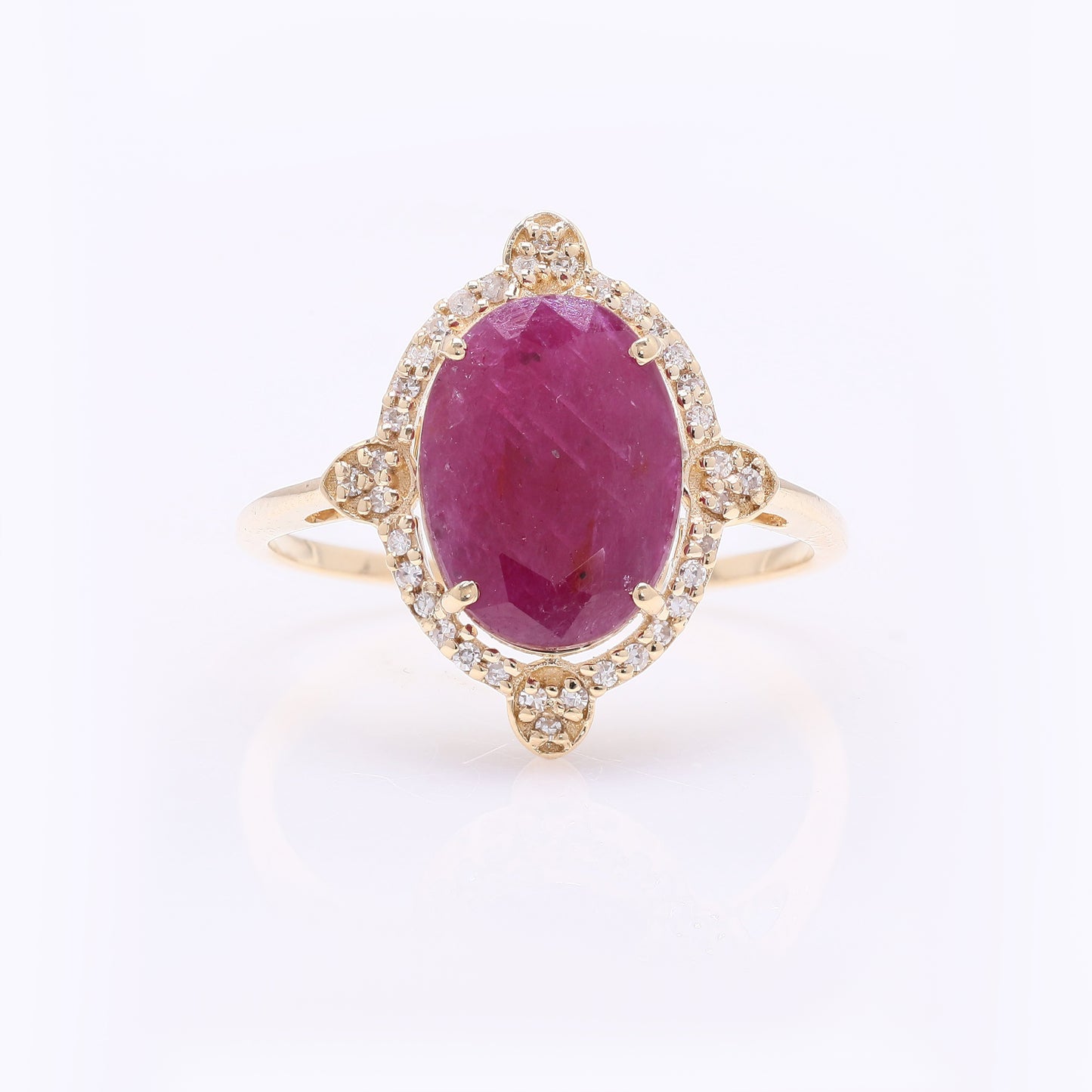 2.97 Ct Oval Mixed Cut Natural Ruby 14K Gold Ring