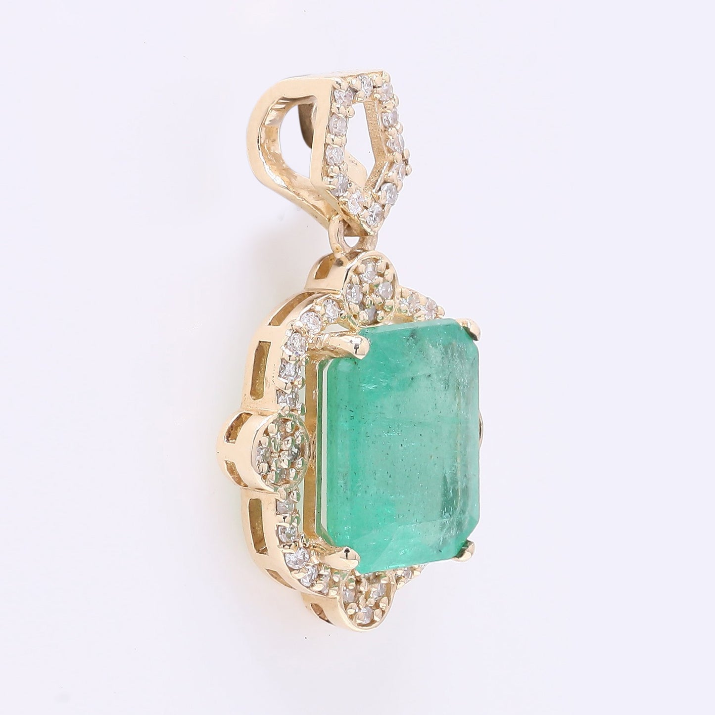 1.96 Ct Octagon Step Cut Natural Emerald 14K Gold Pendant