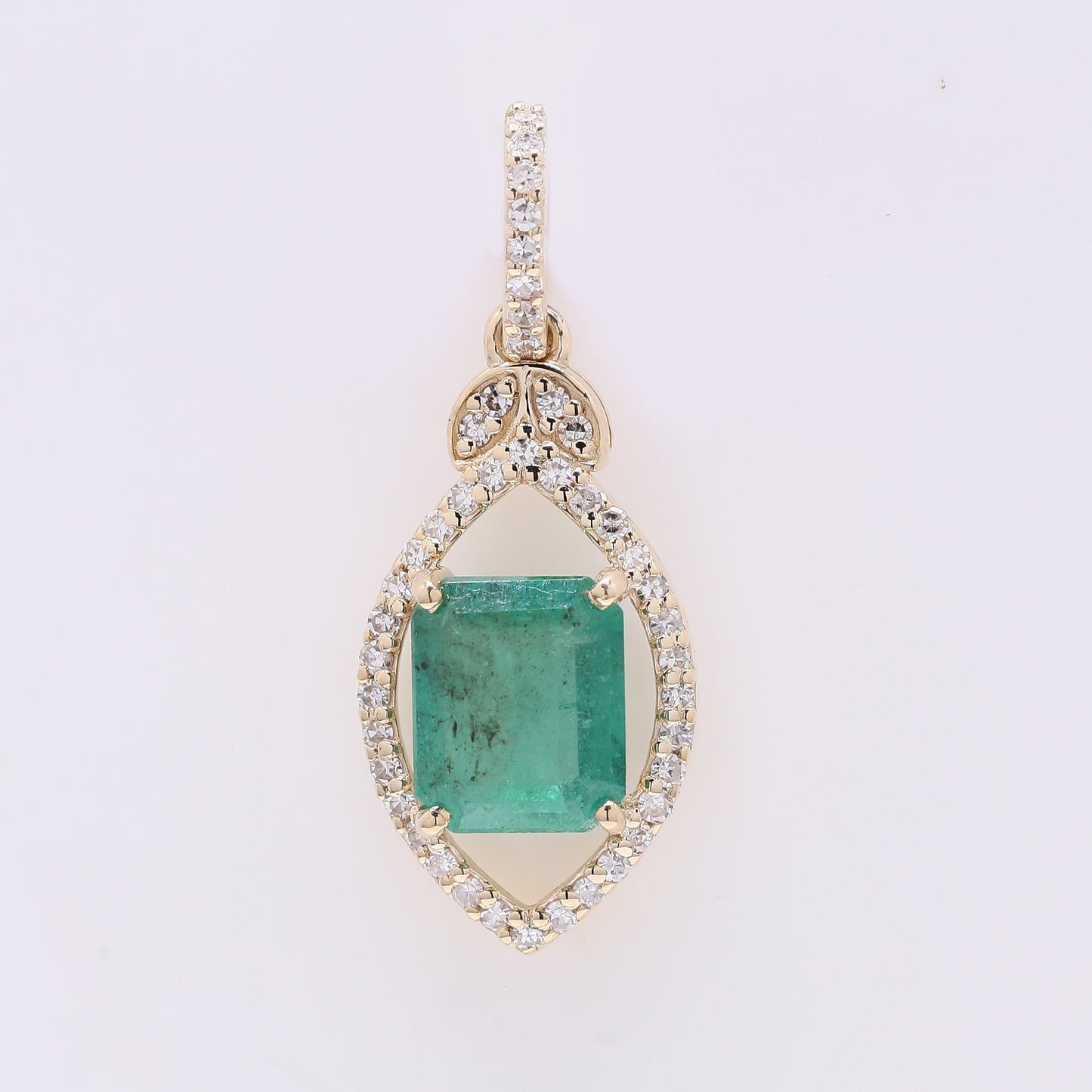 1.24 Ct Octagon Step Cut Natural Emerald 14K Gold Pendant