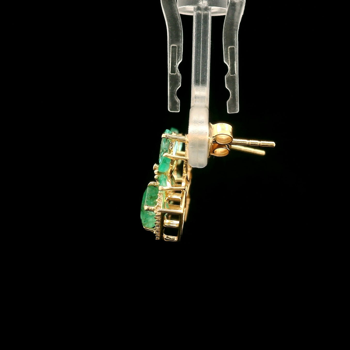 2.01 Ct Pear Emerald 14K Gold Earrings