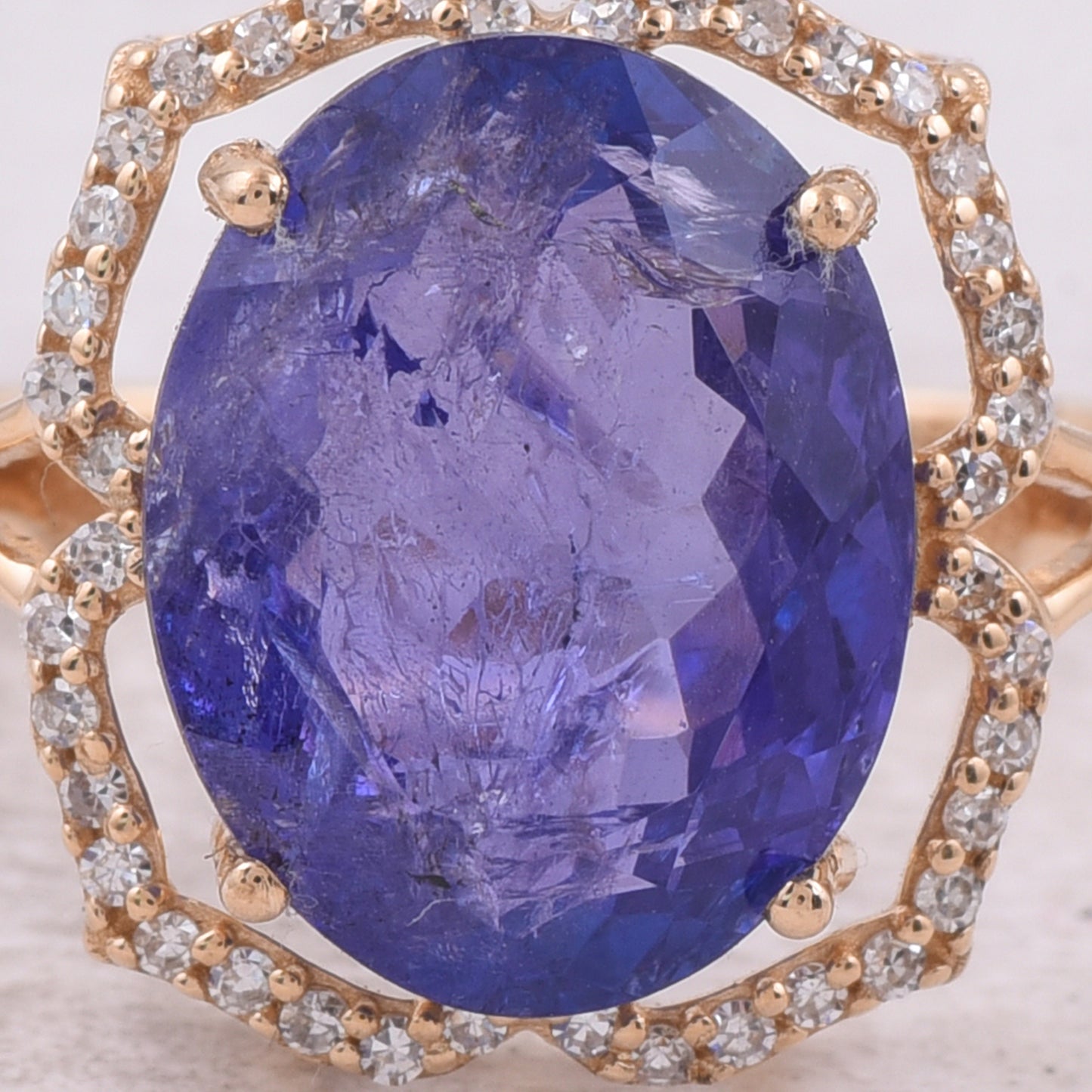 5.66 Ct Oval Natural Tanzanite 14K Gold Ring