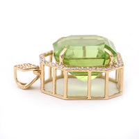 10.30 Ct Octagon Natural Eridot 14K Gold Pendant