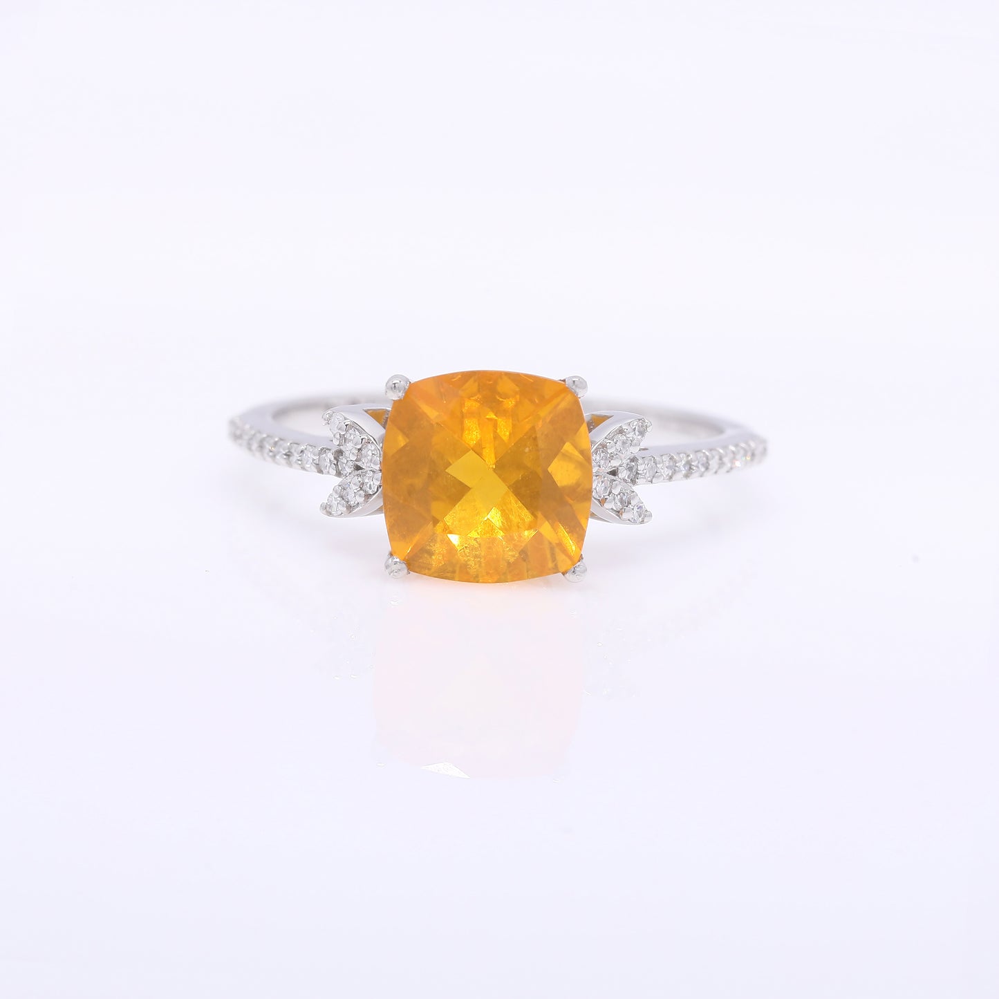 1.46 Ct Cushion Mixed Cut Natural Fire Opal 950 Platinum Ring