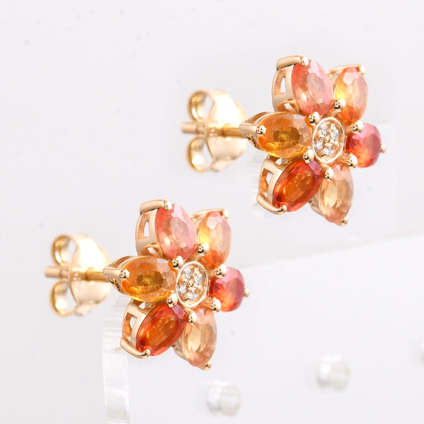 2.38 Ct Oval Multi Sapphire 14K Gold Earrings