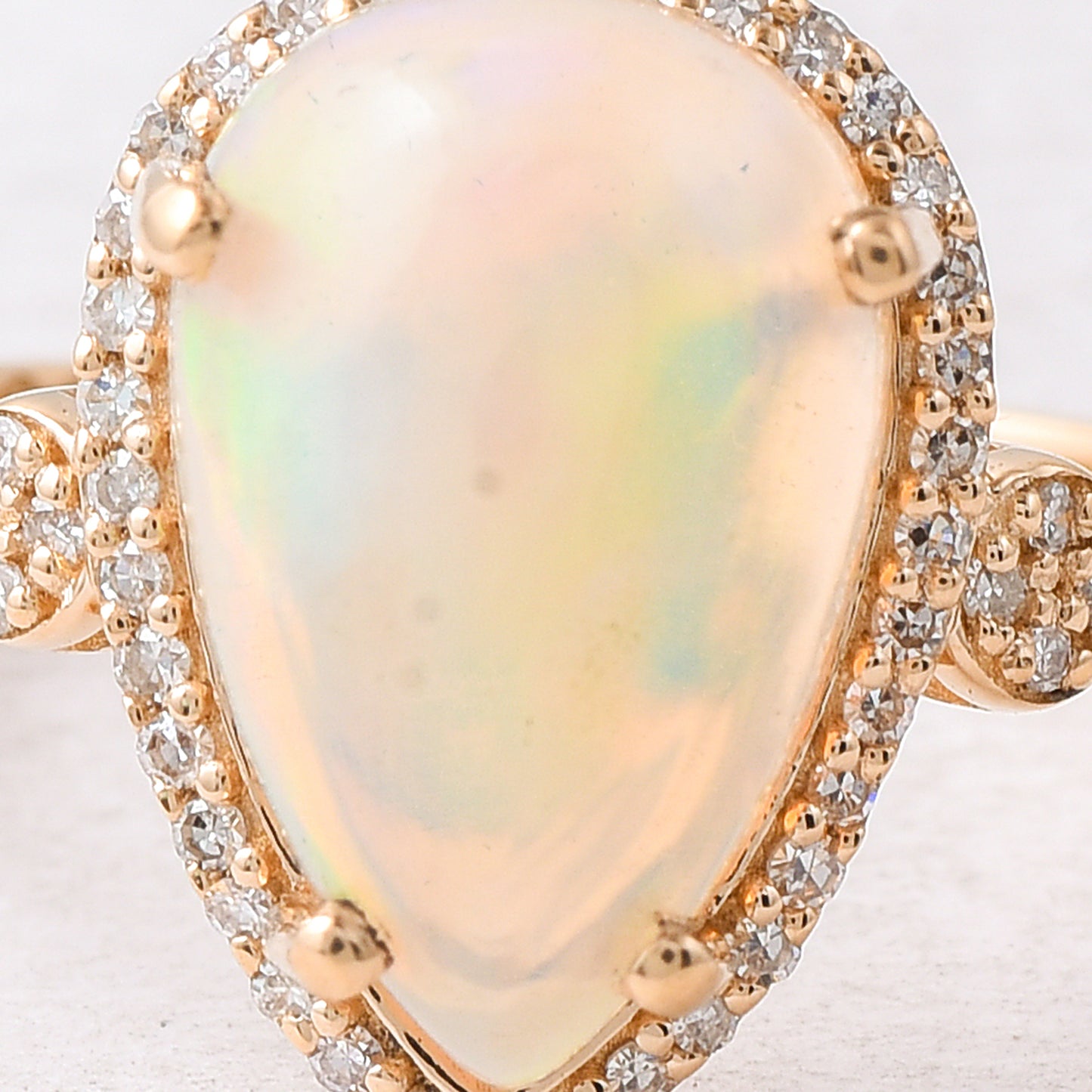 2.88 Ct Pear Cabochon Natural Opal 14K Gold Ring