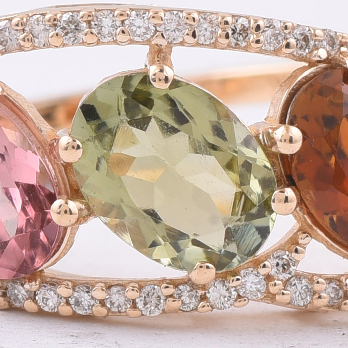 2.16 Ct Oval Natural Multi-Coloured Tourmaline 14K Gold Ring