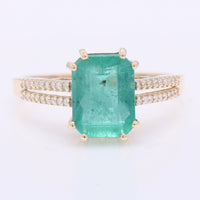 2.75 Ct Octagon Step Cut Natural Emerald 14K Gold Ring