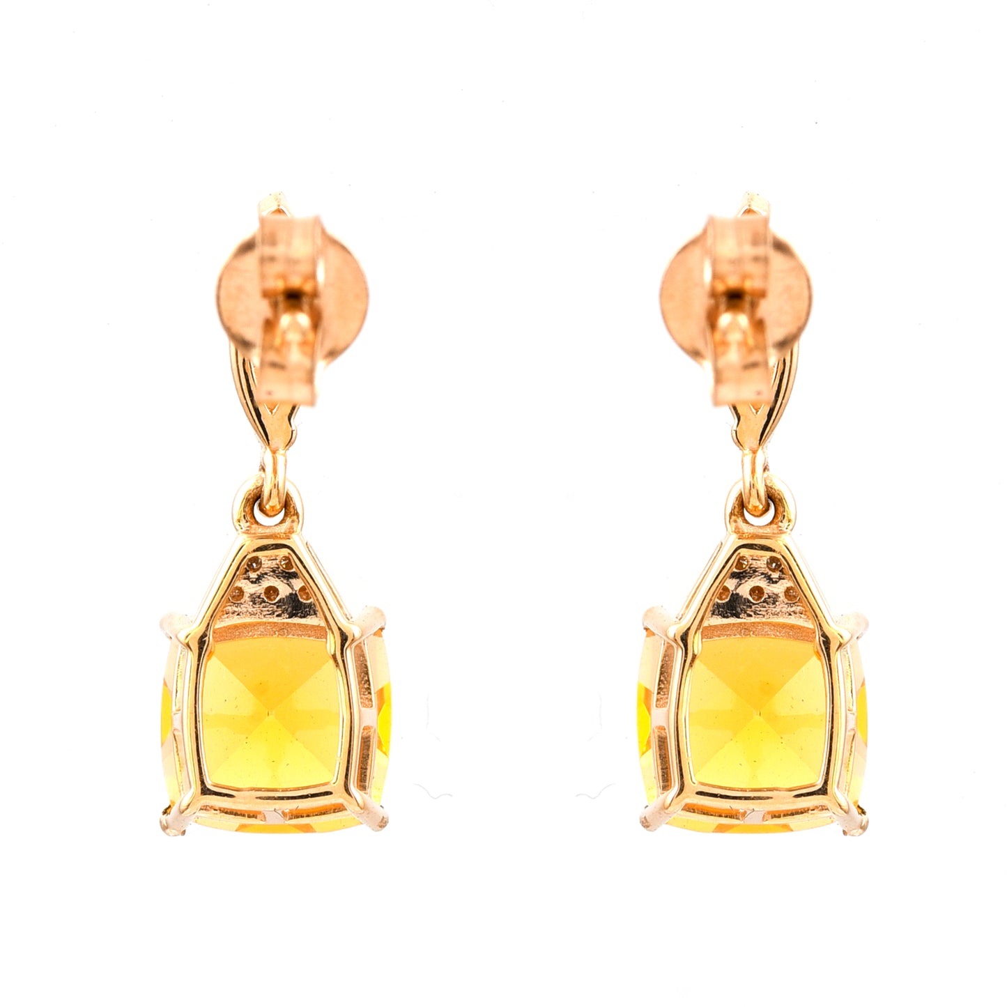 1.93 Ct Cushion Mixed Cut Natural Fire Opal 14K Gold Earrings