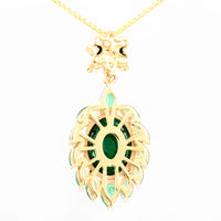4.61 Ct Oval Natural Beryl Emerald 14K Gold Pendant