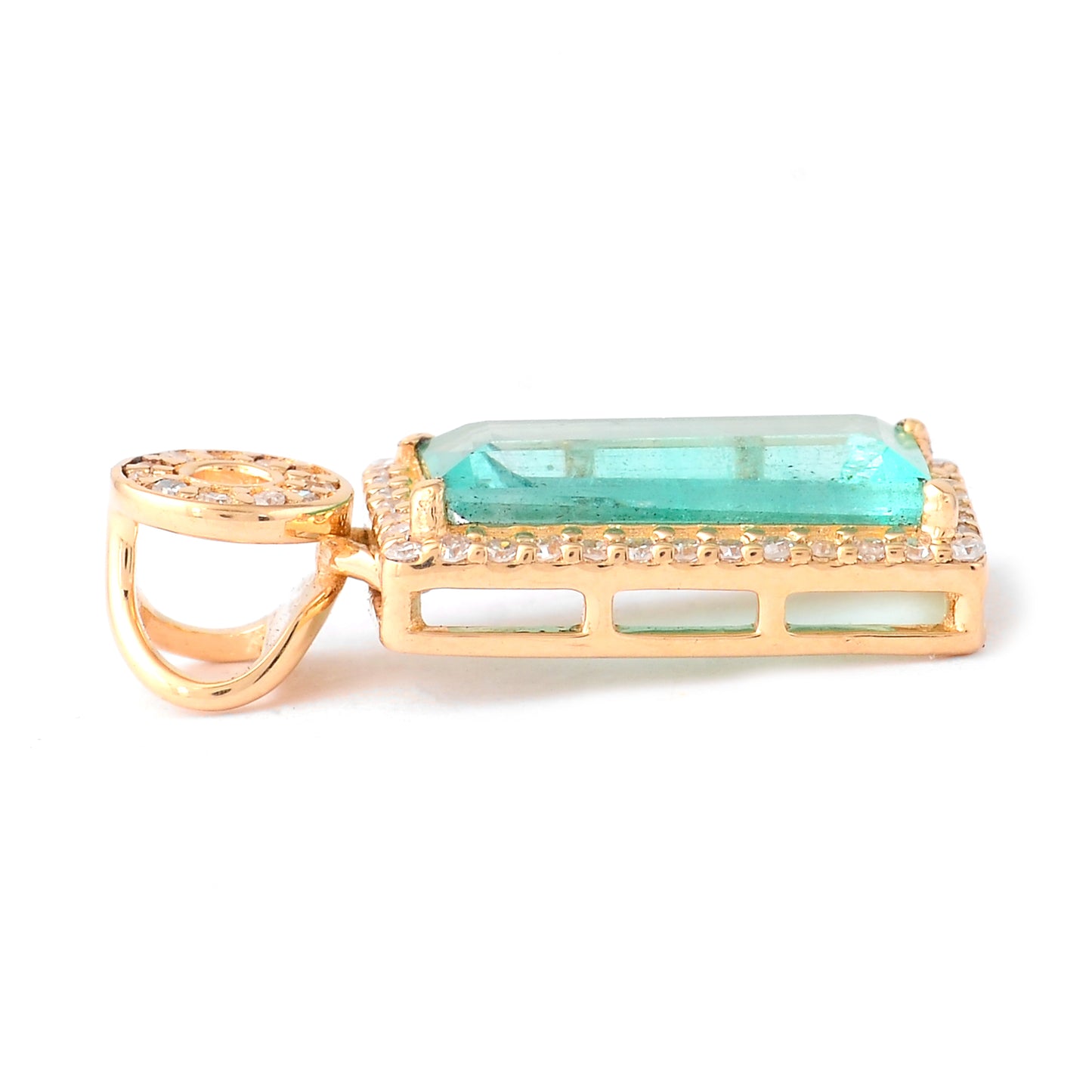 1.55 Ct Octagon Step Cut Natural Emerald 14K Gold Pendant