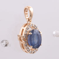 1.51 Ct Oval Natural Sapphire 14K Gold Pendant