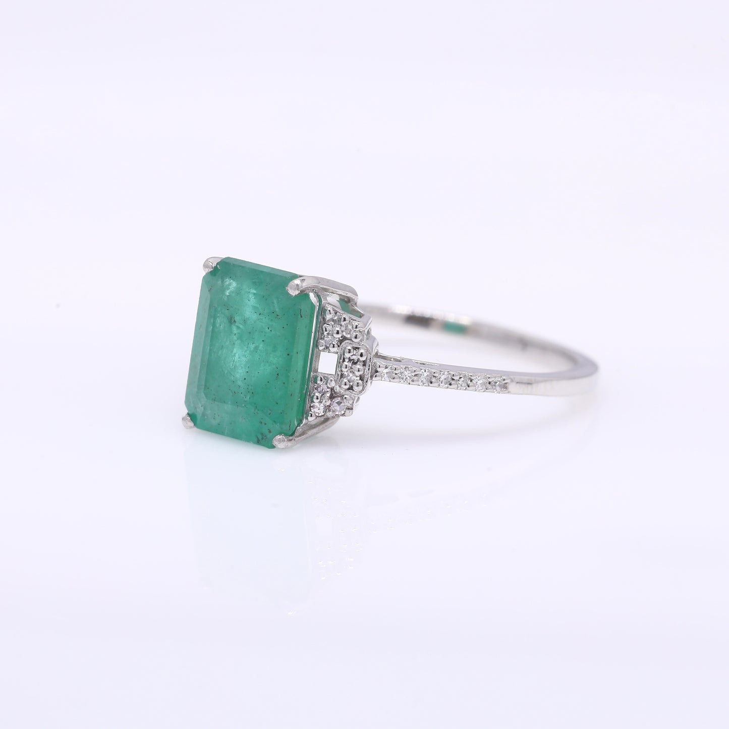 2.37 Ct Octagon Step Cut Natural Emerald 950 Platinum Ring