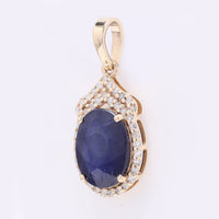 2.30 Ct Oval Mixed Cut Natural Sapphire 14K Gold Pendant