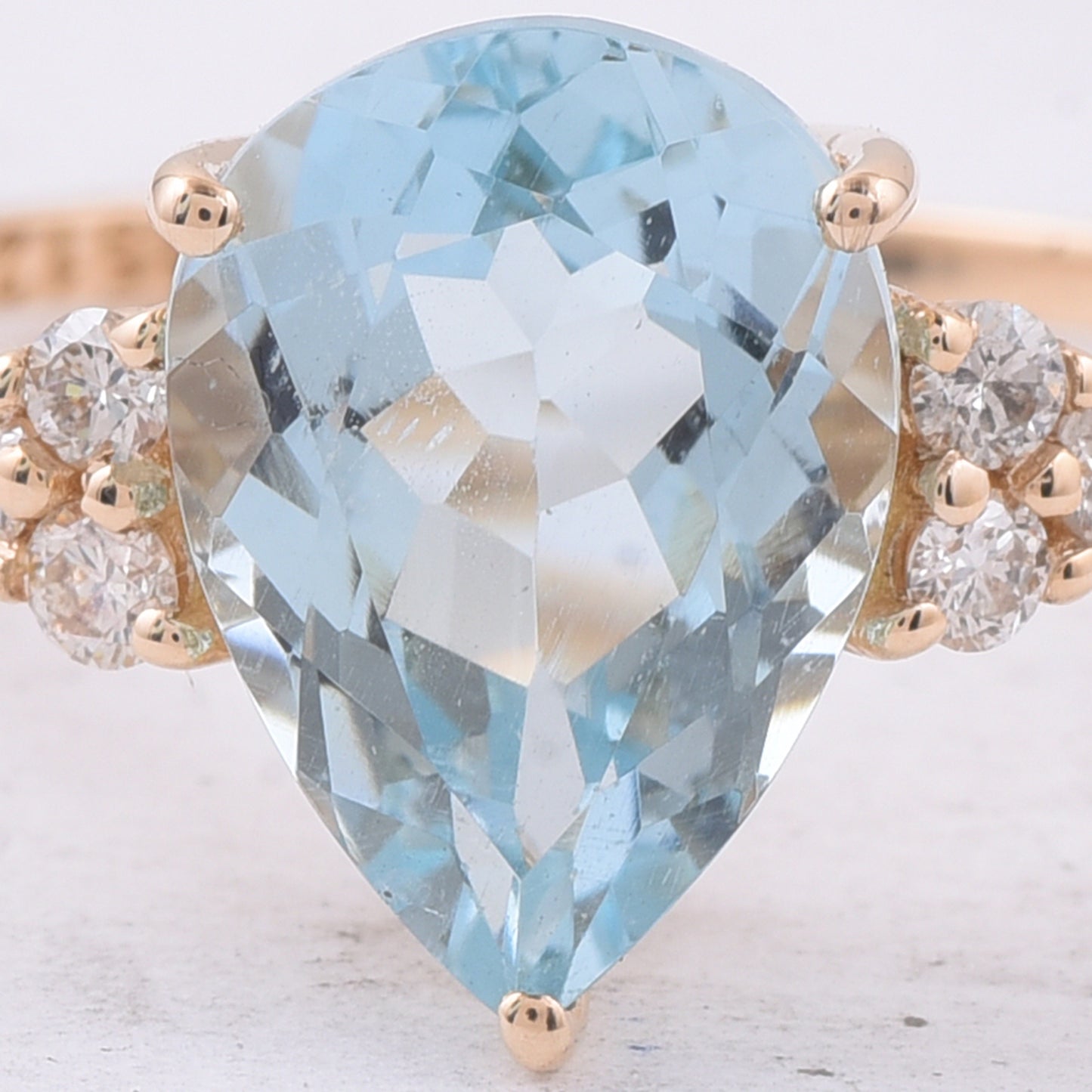 2.80 Ct Pear Natural Aquamarine 14K Gold Ring
