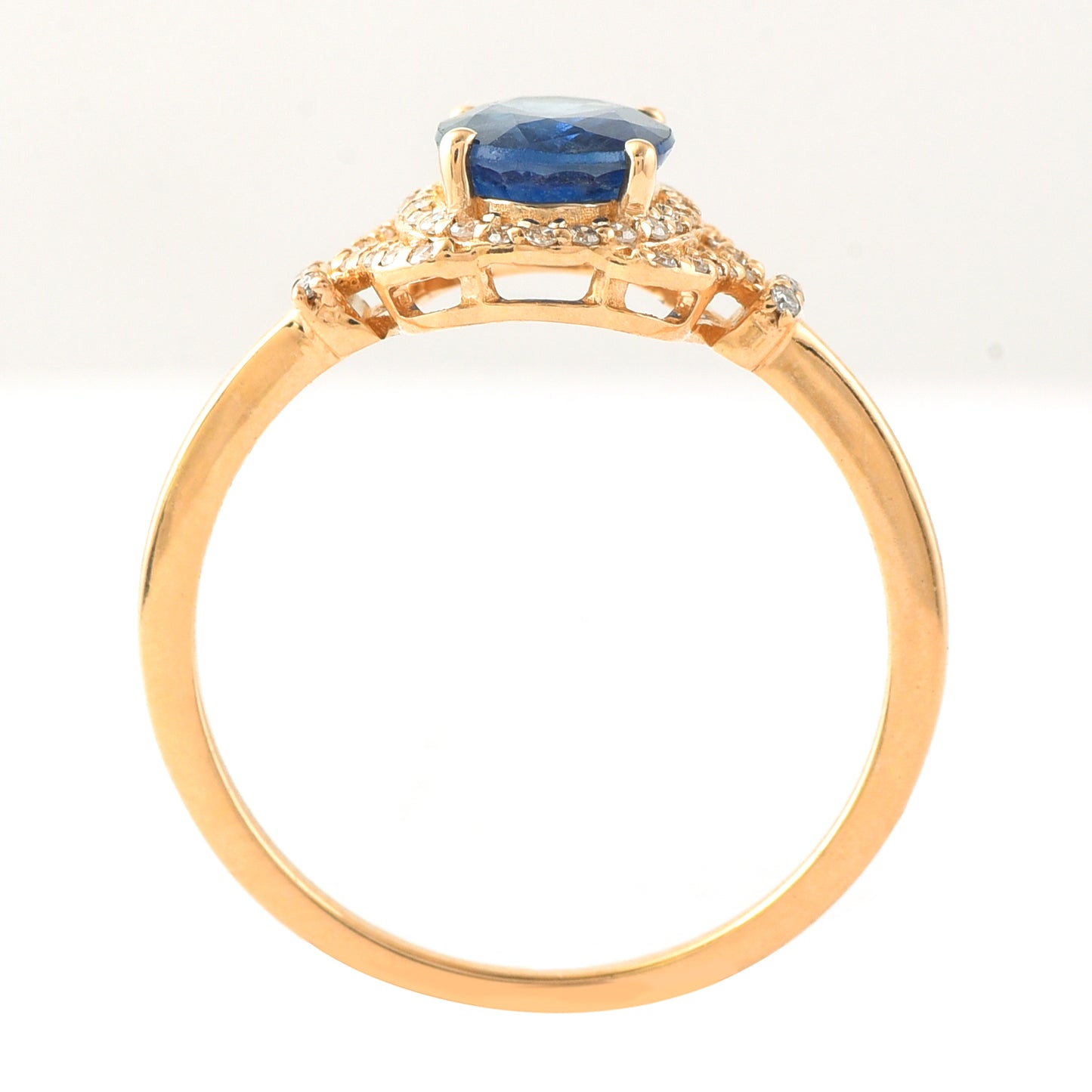 1.69 Ct Oval Mixed Cut Natural Sapphire 14K Gold Ring