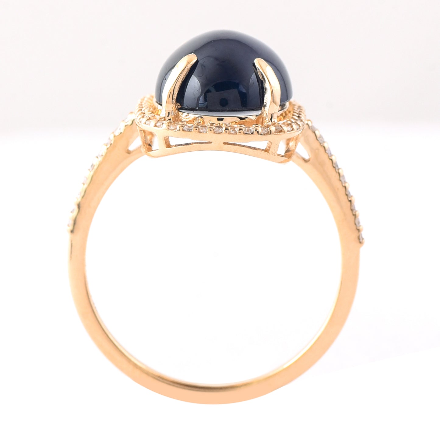 6.24 Ct Oval Cabochon Cut Natural Sapphire 14K Gold Ring