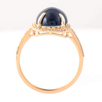 6.24 Ct Oval Cabochon Cut Natural Sapphire 14K Gold Ring