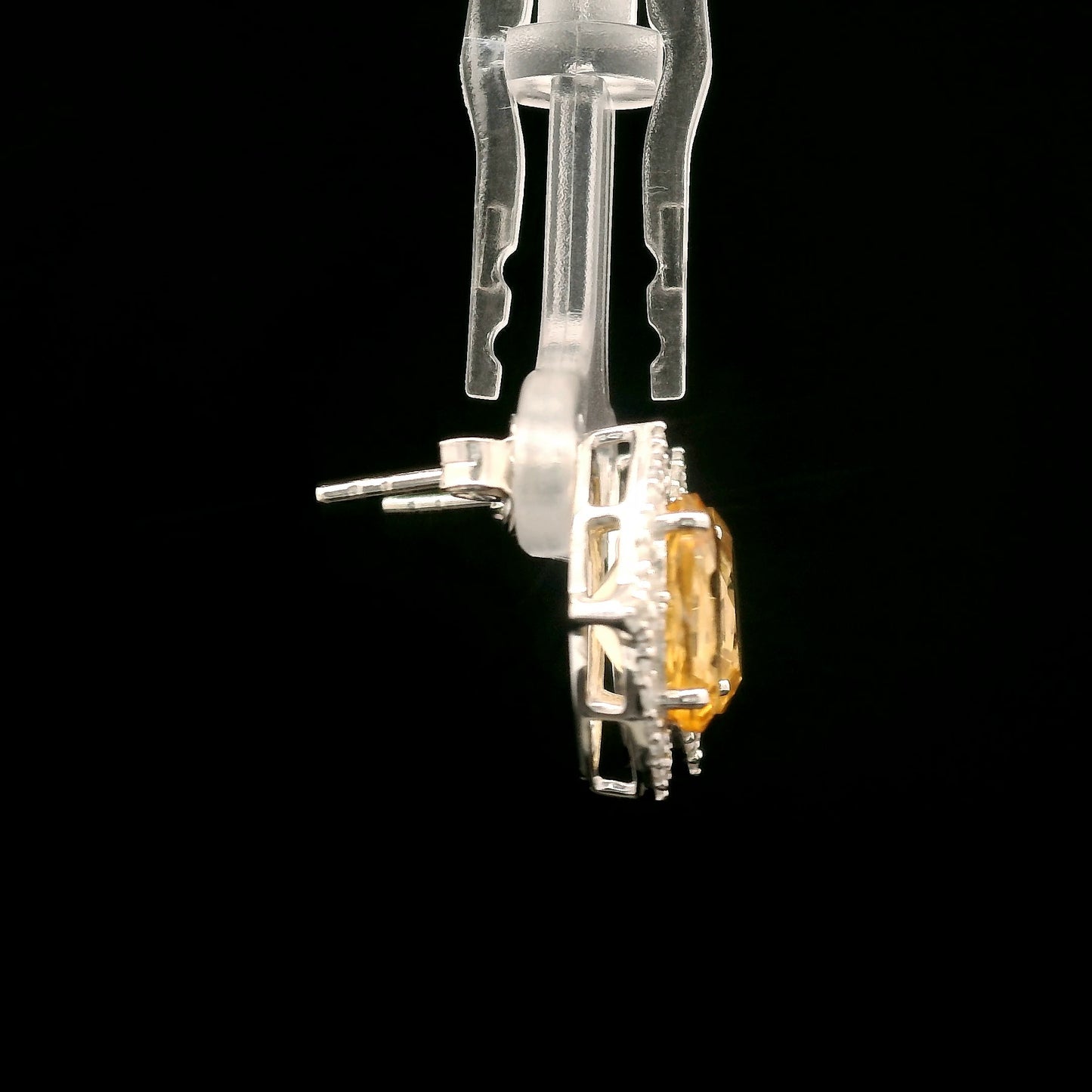 5.51 Ct Oval Citrine, White Zircon 925 Sterling Silver Earrings