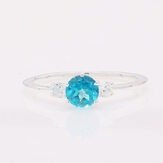 1.33 Ct Round Paraiba Topaz 925 Silver Ring
