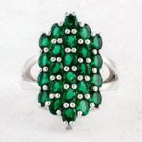 3.40 Ct Oval Created Glass Emerald 925 Sterling Silver Ring