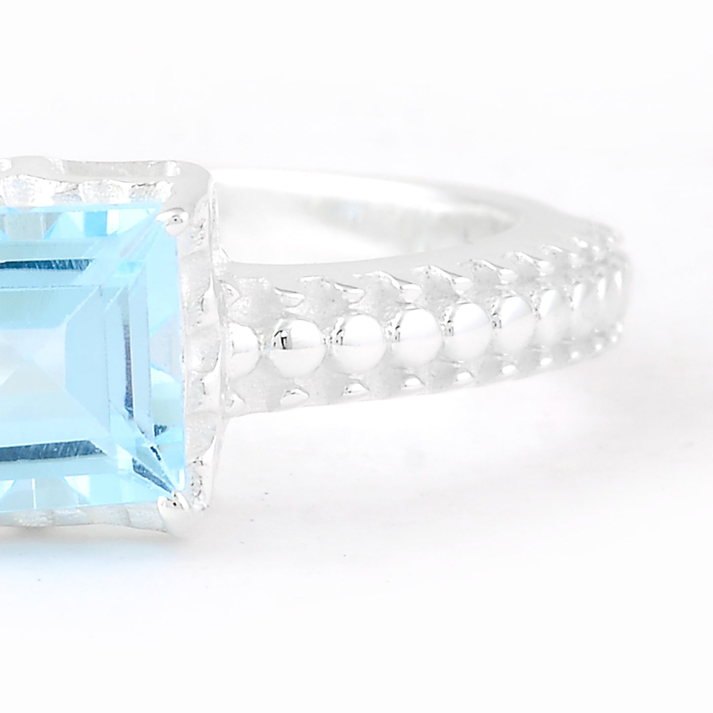 1.40 Ct Square Blue Topaz 925 Sterling Silver Ring