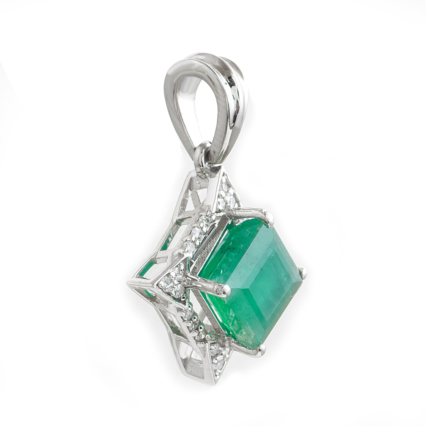 1.52 Ct Square Emerald 950 Platinum Pendant