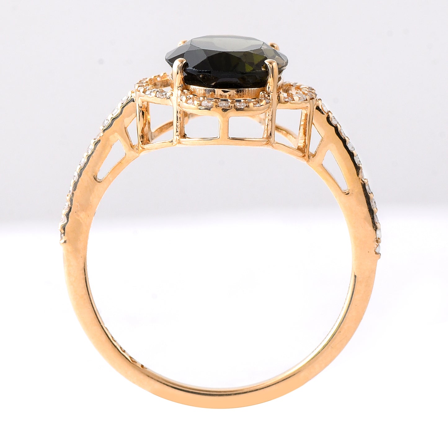2.75 Ct Oval Mixed Cut Natural Green Tourmaline 14K Gold Ring