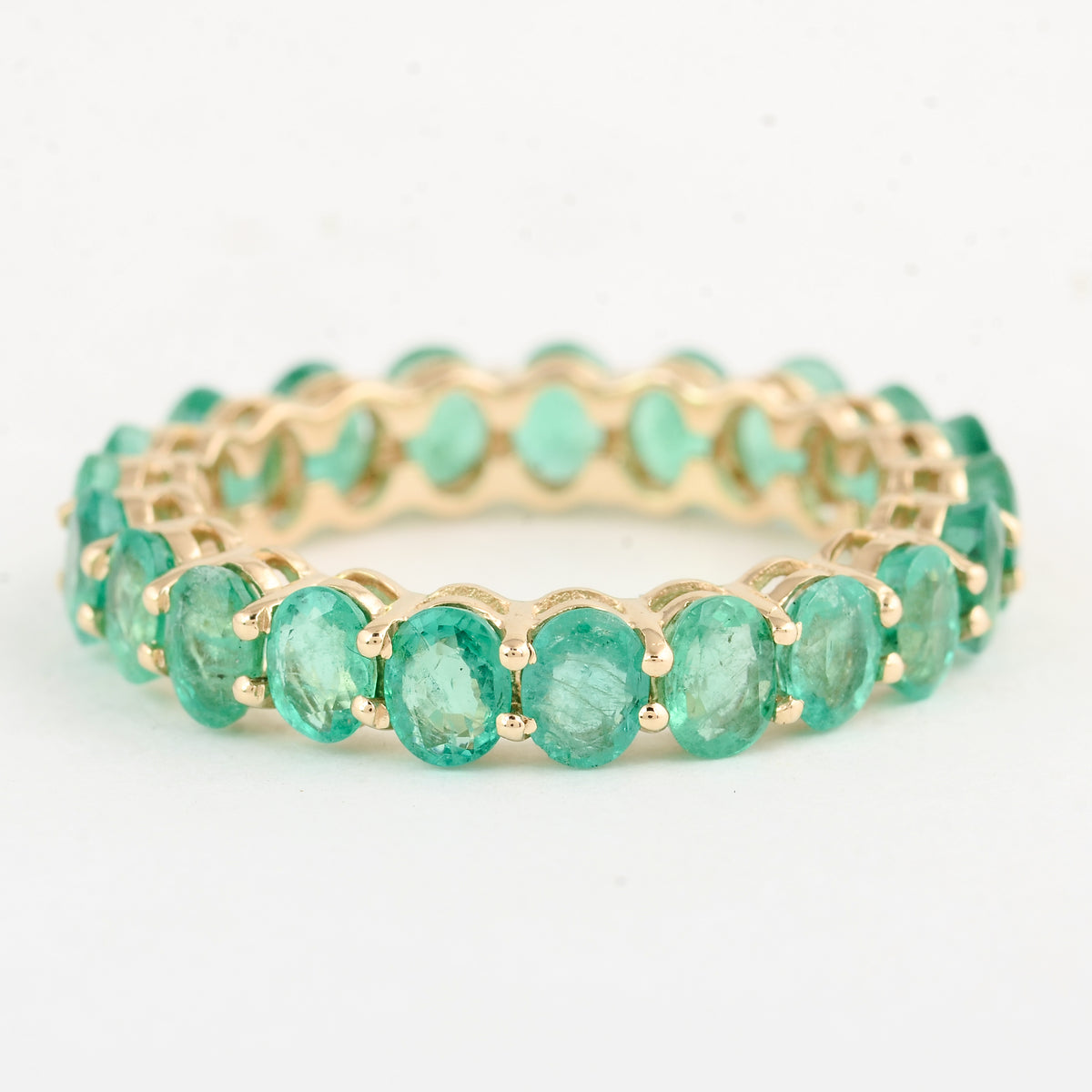 3.57 Ct Oval Mixed Cut Natural Beryl Emerald 14K Gold Ring