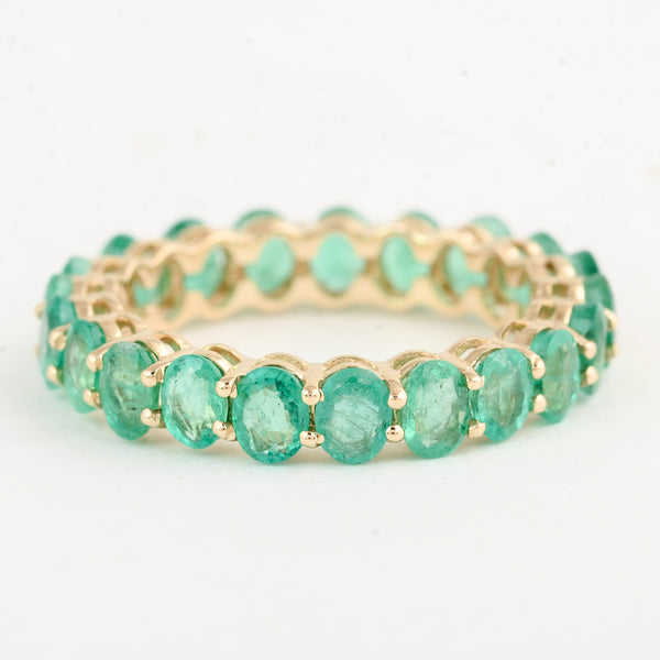 3.57 Ct Oval Mixed Cut Natural Beryl Emerald 14K Gold Ring