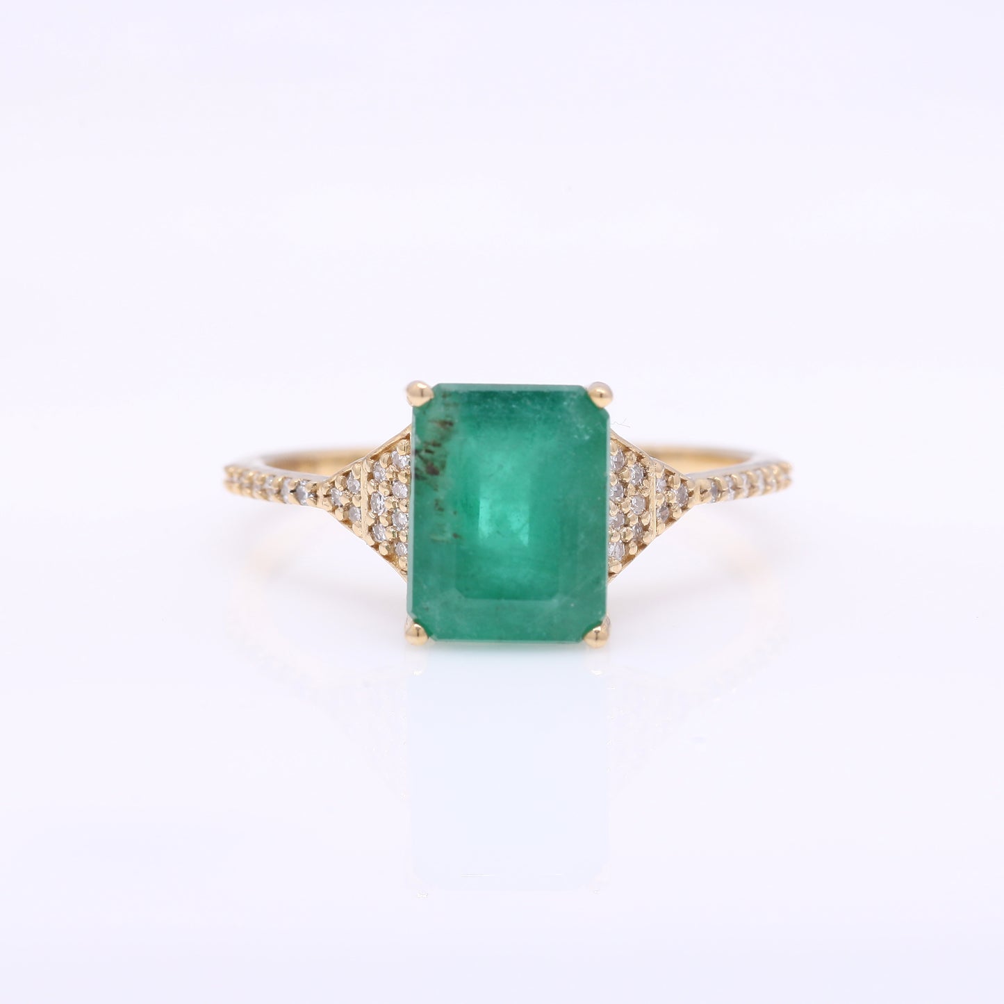 2.81 Ct Octagon Step Cut Natural Emerald 14K Gold Ring